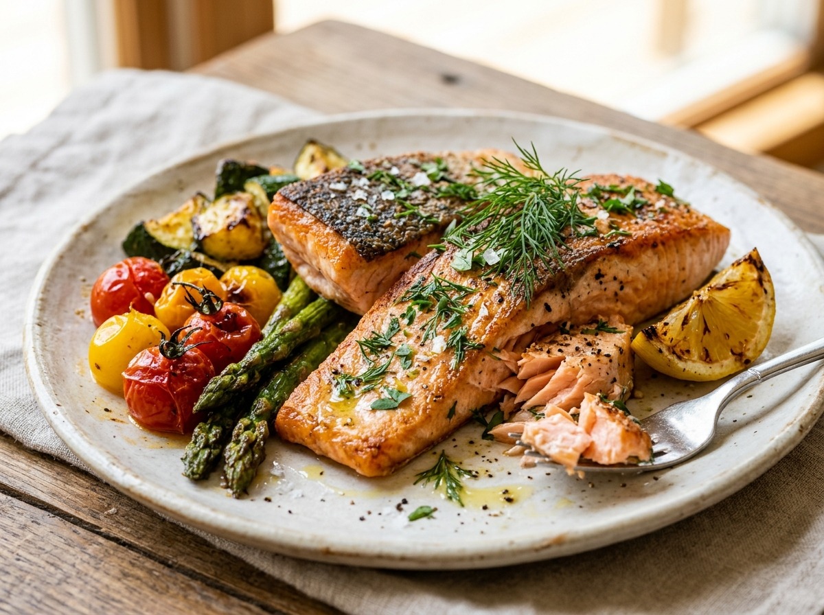 Salmão na Airfryer com Legumes e Limão Siciliano